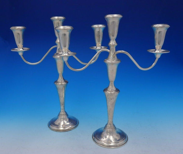 Empire Sterling Silver Candelabra Pair 3-Light 13 3/4" Tall x 11 1/4" (#3681)