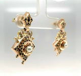 Victorian 10k Enamel and Pearl Earrings (#J5527)