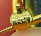 14k Yellow Gold Pietra Dura Pink Rose and Lily of the Valley Pin Jewelry (#J338)
