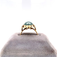 14k Yellow Gold Ming's Jadeite Jade Ring with GIA Report (#J5663)