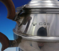 Victorian English Sterling Silver Tea Pot with Wood Handle and Finial (#4138)