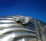 German .800 Silver Gravy Boat with Glass Liner Shell Motif c.1910 (#5603)