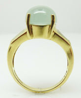 14k 5ct Oval Genuine Natural Chalcedony Ring with Side Chalcedony (#J3479)