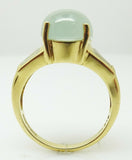 14k 5ct Oval Genuine Natural Chalcedony Ring with Side Chalcedony (#J3479)