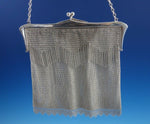 AM & ML English Sterling Silver Mesh Purse with Fringe and Chain Handle (#3012)