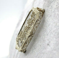 14k Gold Genuine Natural Rock Crystal Quartz and Diamond Filigree Pendant #J5406