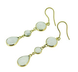 18k Yellow Gold 10ct Genuine Natural Moonstone Dangle Drop Earrings (#J4566)