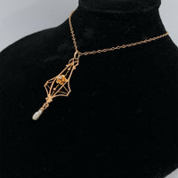 10k Yellow Gold Victorian Diamond Pendant Lavaliere (#J5460)