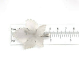 14k White Gold Carved Genuine Natural Rock Crystal Leaf Pin w/ Diamond (#J5537)