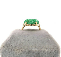 14k Yellow Gold Chinese Export Carved Jade Ring (#J5416)