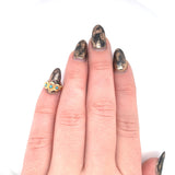 3-Stone 10k Yellow Gold Baby Ring with Turquoise Glass Infant Jewelry (#J5965)