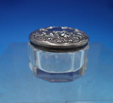 Sterling Silver and Glass Dresser Jar Floral Design on Lid 1 1/4" x 2" (#6838-2)