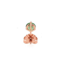 14k Rose Gold Green Genuine Natural Tourmaline Stud Earrings (#J5657)