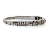 18k White Gold Wedding Band Ring w/Diamonds Engraved Dated 1932 Size 7.75 #J5907