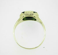 10k Gold Hand Engraved 4.06ct Green Genuine Natural Tourmaline Ring (#J4519)