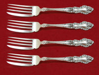 Meadow Rose by Wallace Sterling Silver Fish Fork Set 4pc AS Custom Made 7 3/8"