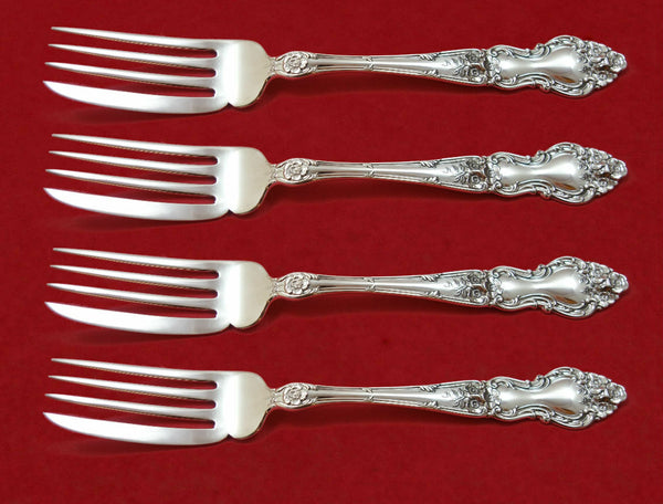 Meadow Rose by Wallace Sterling Silver Fish Fork Set 4pc AS Custom Made 7 3/8"