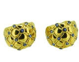 Fine 18k Yellow Gold Genuine Natural Sapphire Earrings (#J4665)