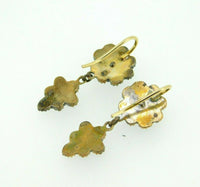 Genuine Natural Bohemian Garnet Dangle Earrings Rose Cut 14k Gold Hooks (#J4507)
