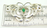 Hand Wrought Sterling Silver Butterfly Pin w/ Genuine Natural Chrysoprase #J4066
