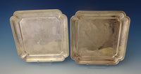 Tane Mexican Sterling Silver Serving Plates Pair Square Hand Engraved (#0146)