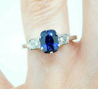 Platinum 2.36ct Blue Genuine Natural Sapphire Diamond Ring w/GIA Report (#J5036)