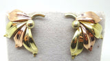 Retro 10k Multi-Gold Leaf Earrings with 14k Gold Post (#J3751)