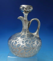 Glass Claret Jug with Sterling Silver Overlay 8" x 6 1/2" c.1915 (#5722)