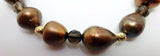 14K Gold Chocolate Pearl & Smoky Quartz Bracelet (#J3119)