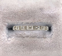 18k White Gold Wedding Band Ring w/Diamonds Engraved Dated 1932 Size 7.75 #J5907