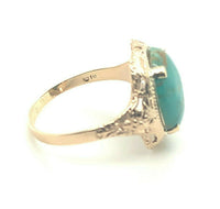 Vintage 10k Yellow Gold 2.93 Carat Genuine Natural Turquoise Ring (#J5227)