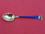 Egon Lauridsen Danish .925 Silver Demitasse Spoon Vermeil Blue Enamel with Crown