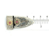 Sterling Belt Bucklet Set 3pc with 10k Yellow Gold Horse (#J5481)