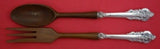 Grande Baroque by Wallace Sterling Silver Salad Serving Set w/ Olive Wood 11"