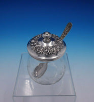 Repousse by Kirk Sterling Silver Glass Jelly Jar and Jelly Spoon #20F (#4909)