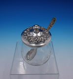 Repousse by Kirk Sterling Silver Glass Jelly Jar and Jelly Spoon #20F (#4909)