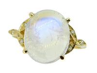 14k Gold 4.8ct Rainbow Genuine Natural Moonstone Diamond Ring Jewelry (#J4726)
