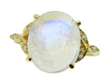 14k Gold 4.8ct Rainbow Genuine Natural Moonstone Diamond Ring Jewelry (#J4726)