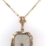 10k Yellow Gold Genuine Natural Rock Crystal Diamond Pendant w/14k Chain #J6200