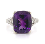 14k White Gold 4.54ct Deep Purple Genuine Natural Amethyst Ring (#J5751)