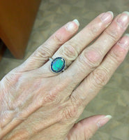 18k Gold 1.07 Carat Genuine Natural Australian Black Opal and Sapphire (#J5302)