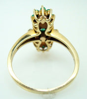 Ravishing 14k Gold Ring with Genuine Natural Pear Opals and Emeralds (#J411)