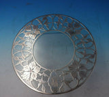 Glass Trivet Plate with Sterling Silver Flower Motif Overlay 9 3/4" (#5497)