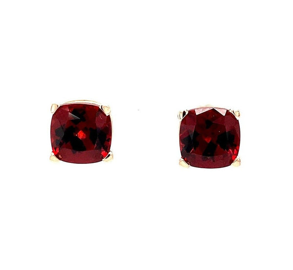 14k Rose Gold 5.20 Carat Cushion Genuine Natural Garnet Earrings (#J5623)