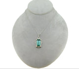 18k Gold 9.60 Carat Teal Genuine Natural Tourmaline Diamond Necklace (#J5196)