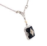 10k White Gold Black Onyx Art Deco Pendant Jewelry (#J5662)