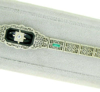 10k White Gold Filigree Onyx Diamond Bracelet (#J4606)