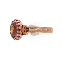 14k Yellow Gold Victorian Genuine Natural Amethyst Rose of Sharon Ring (#J6142)
