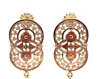 10k Yellow Gold Genuine Natural Turquoise Briolette Drop Earrings (#J5599)