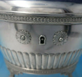 Swedish Sterling Silver Tea Caddy Leaf Border Footed Lion Paws with Key (#5523)